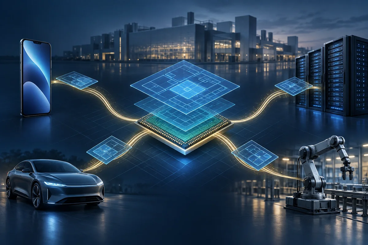 Processor architecture blueprint connecting phones, servers, vehicles, and industrial systems